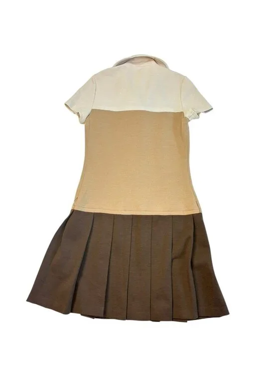 *Vintage Butter Knit Sweater Dress Womens Size M-L? Brown Classic Pleated Button - Picture 3 of 6